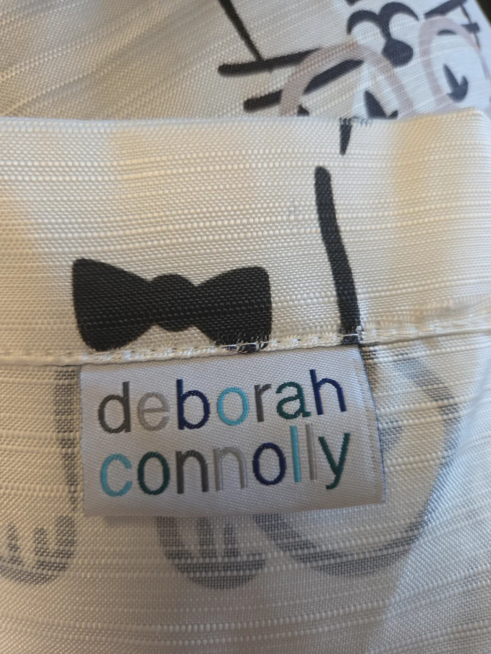 Deborah Connolly Cool Cat Pattern Fabric Shower Curtain Black White Gray
